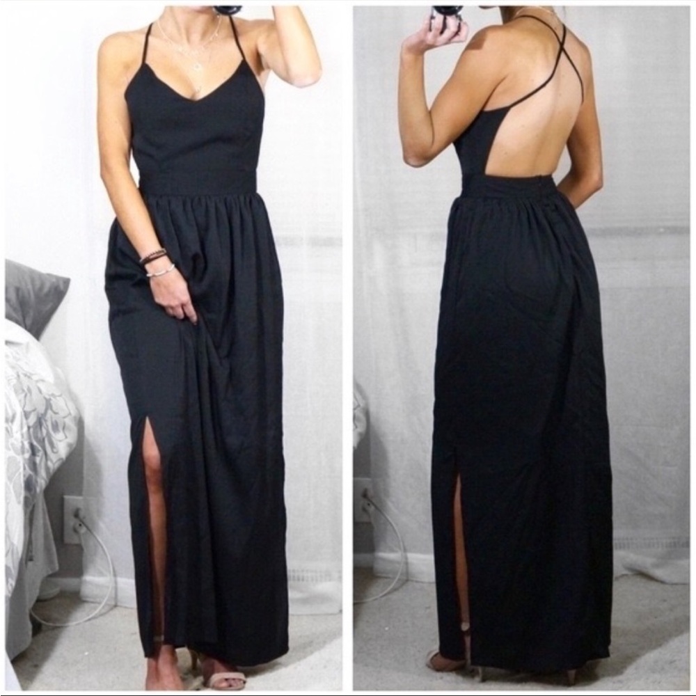 Tobi maxi backless dress black size M